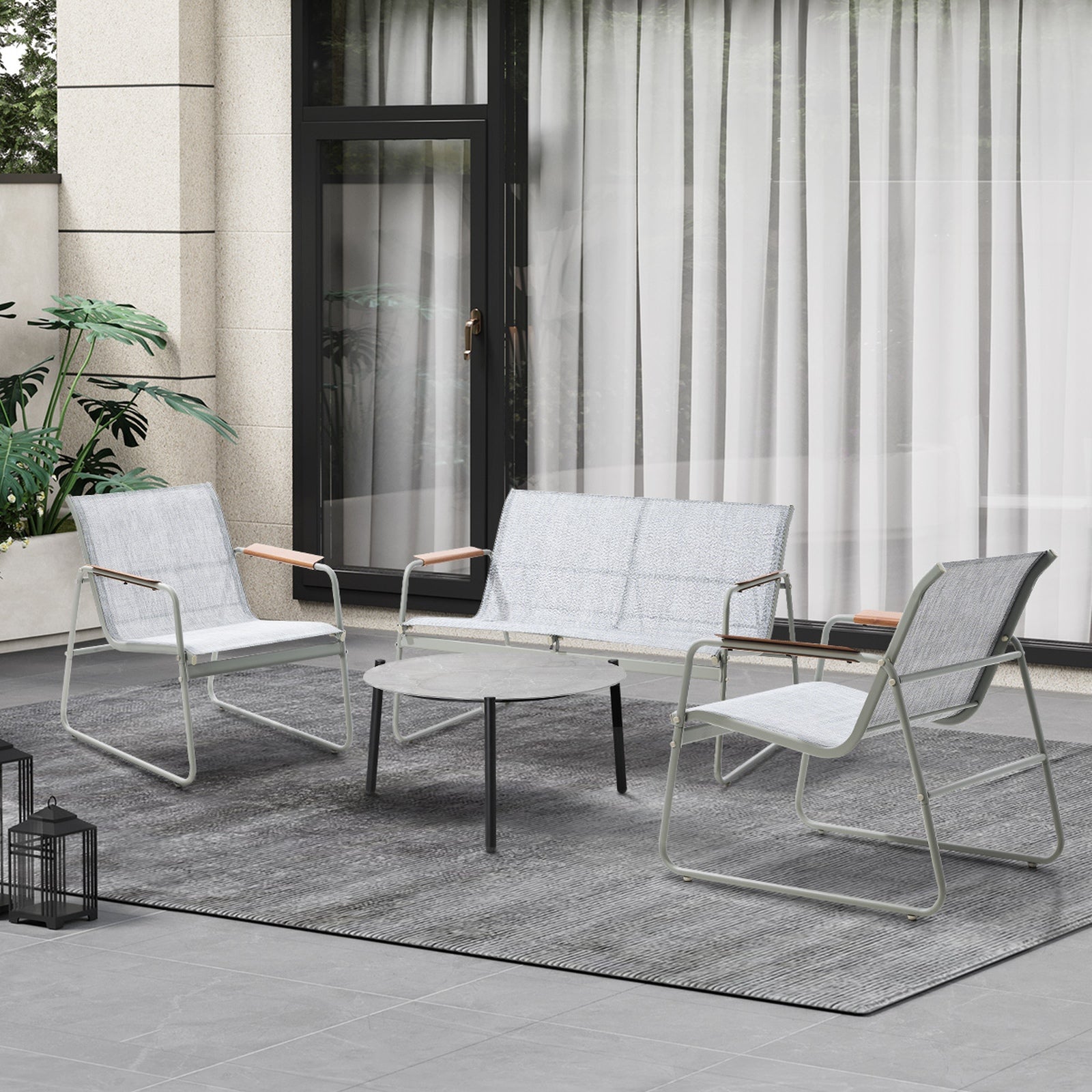 Livsip Outdoor Lounge Setting 4 Seater Furniture Patio 70cm Coffee Table Garden - Sunyee