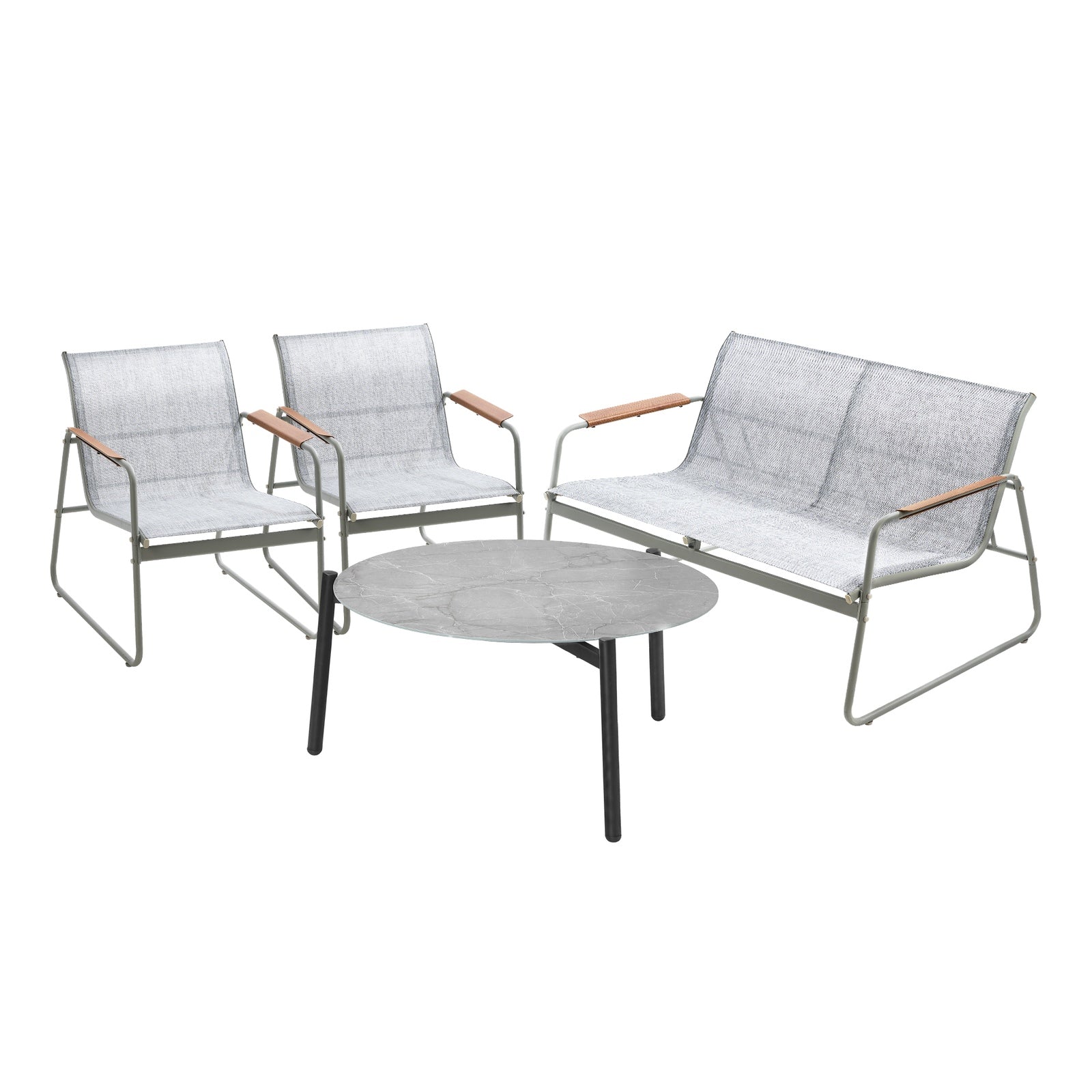 Livsip Outdoor Lounge Setting 4 Seater Furniture Patio 70cm Coffee Table Garden - Sunyee
