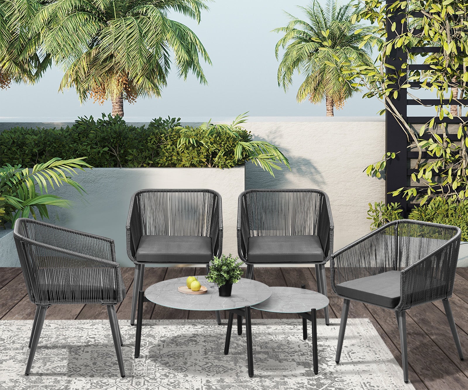 Livsip 6 Piece Outdoor Patio Set Lounge Furniture Setting - Sunyee