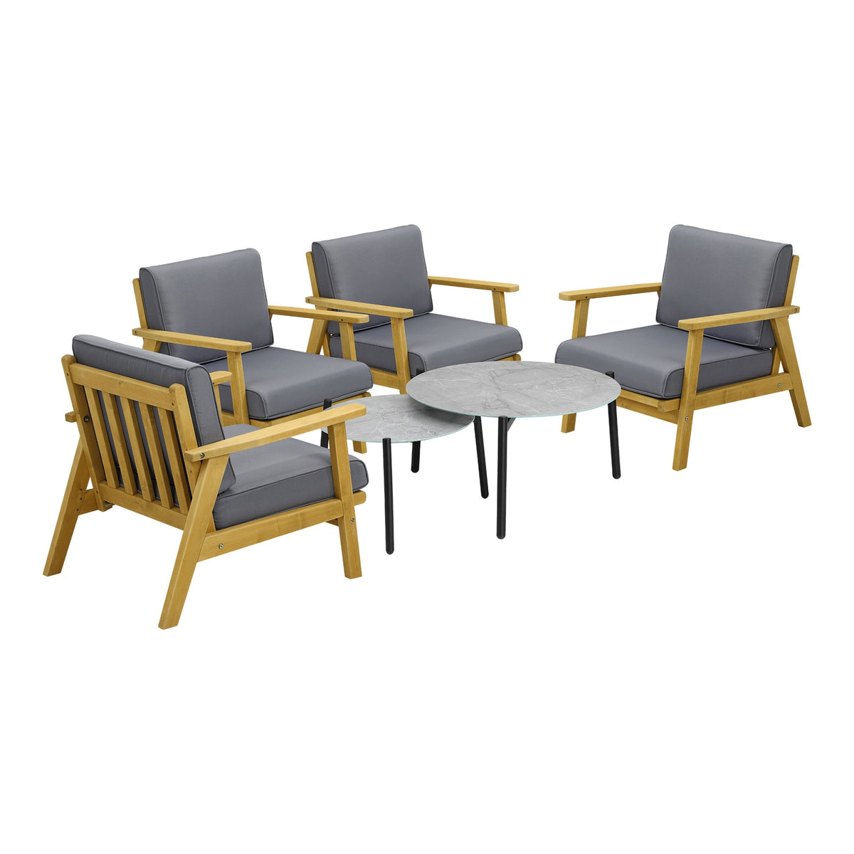 Livsip Outdoor Lounge Set 6PCS Patio Furniture 2pc Grey Coffee Side Table Sets - Sunyee