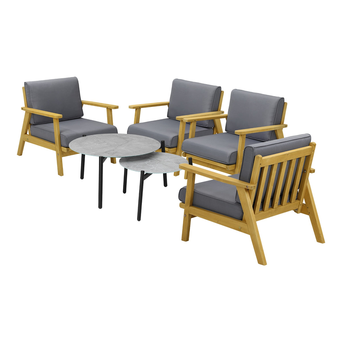 Livsip Outdoor Lounge Set 6PCS Patio Furniture 2pc Grey Coffee Side Table Sets - Sunyee