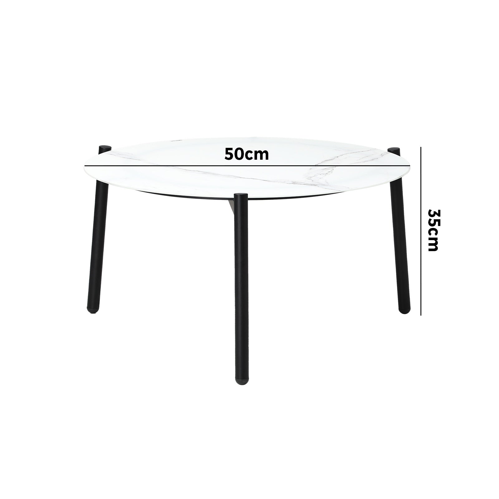 Livsip Coffee Side Marble Table Outdoor Patio Furniture Garden 50cm Round Desk - Sunyee