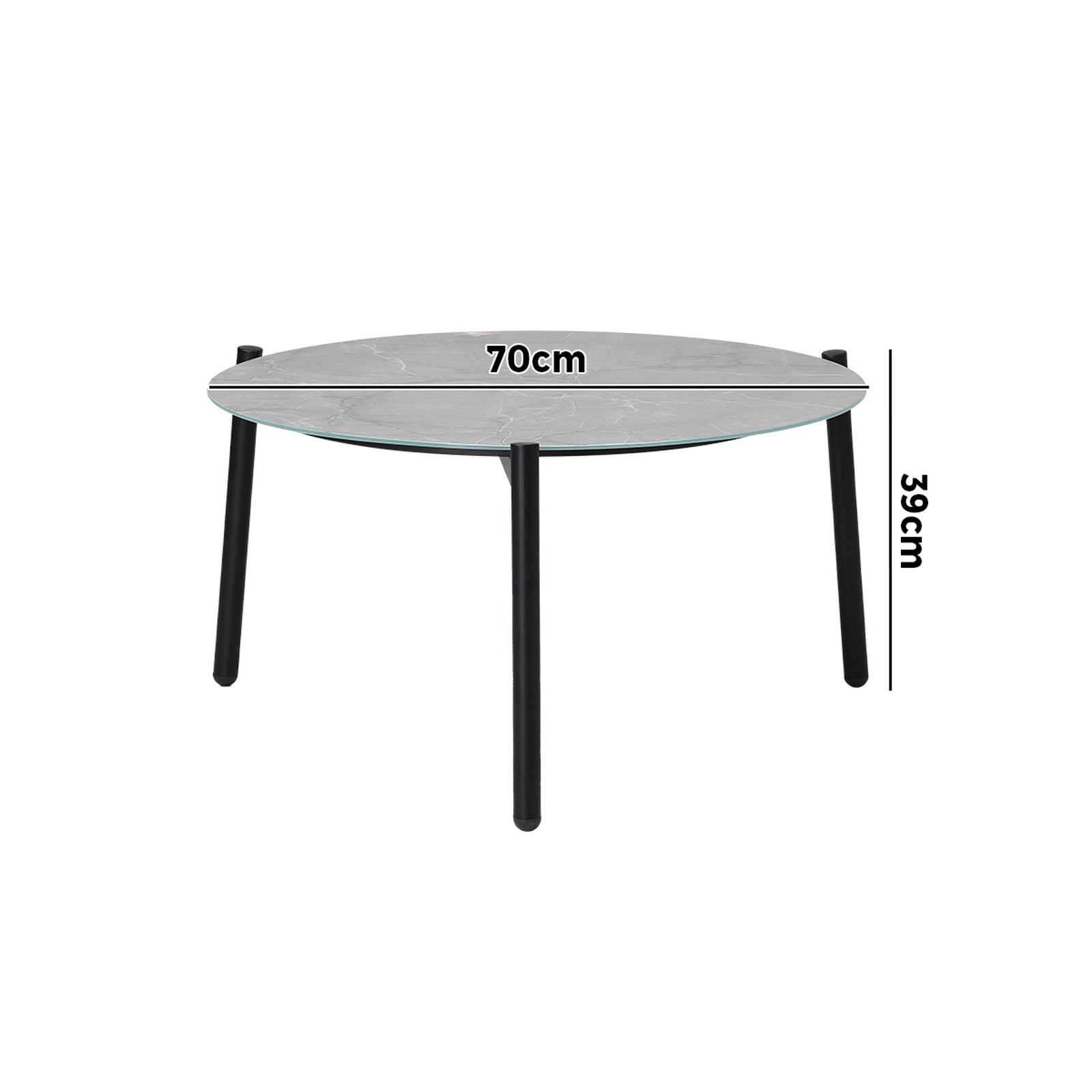 Livsip Outdoor Coffee Side Marble Table Desk Patio Furniture Garden 70cm Grey - Sunyee