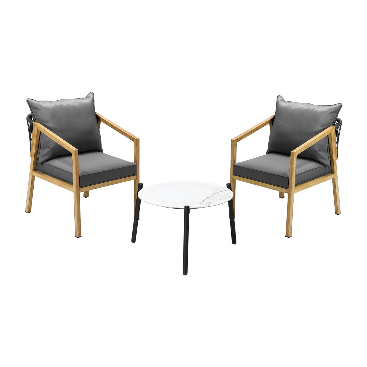 Livsip 3PCS Outdoor Patio Setting Furniture Lounge Set White 50cm Coffee Table - Sunyee