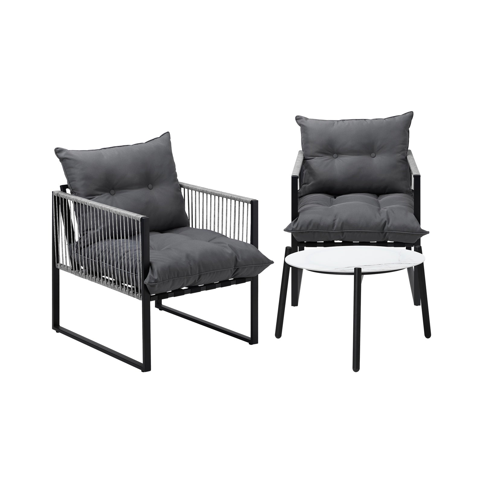 Livsip 3PCS Outdoor Patio Setting Table Chairs White 50cm Coffee Table - Sunyee