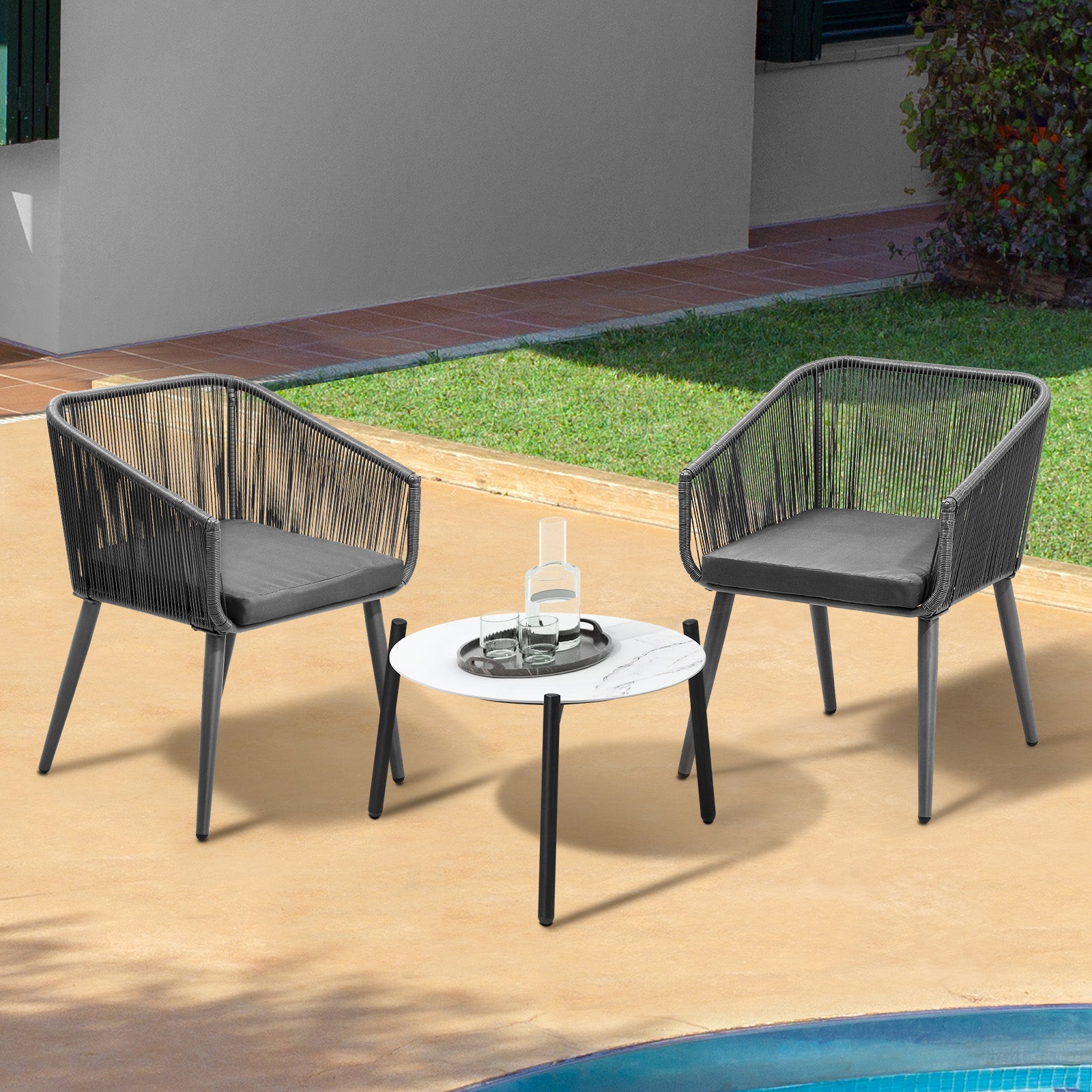 Livsip Outdoor Lounge Setting Furniture 3 Piece Patio Set - Sunyee