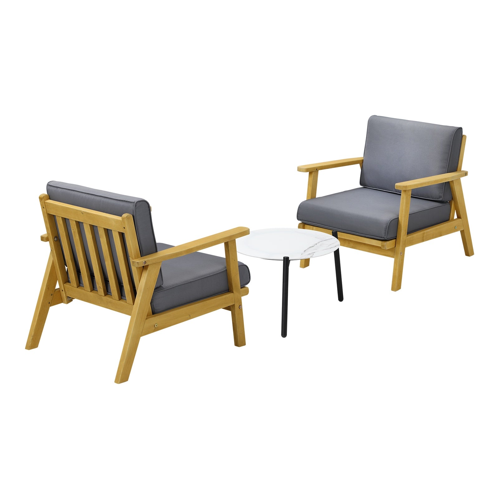 Livsip 3PCS Outdoor Lounge Set Patio Furniture Sets 50cm White Coffee Side Table - Sunyee