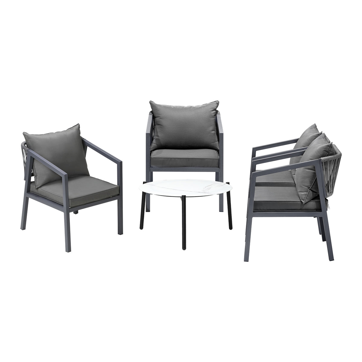 Livsip 5PCS Outdoor Patio Setting Furniture Lounge Set White 70cm Coffee Table