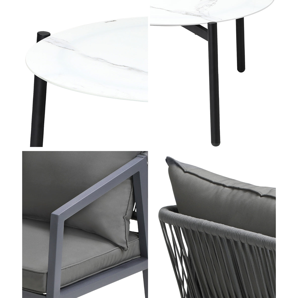 Livsip 5PCS Outdoor Patio Setting Furniture Lounge Set White 70cm Coffee Table