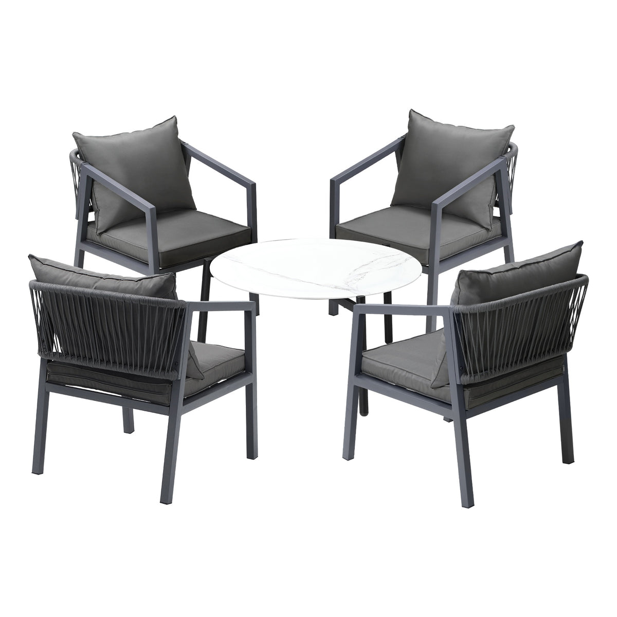Livsip 5PCS Outdoor Patio Setting Furniture Lounge Set White 70cm Coffee Table