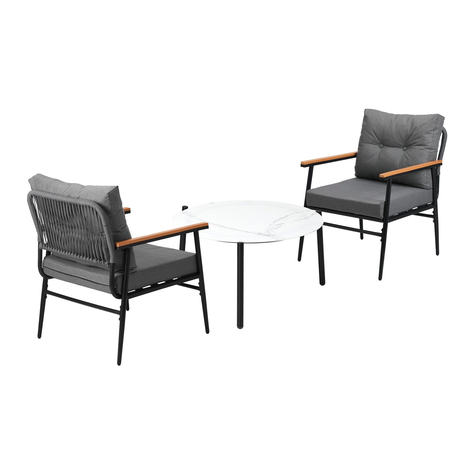 Livsip Outdoor Patio Setting 3 Piece Bistro Lounge Furniture Set 70cm Table - Sunyee