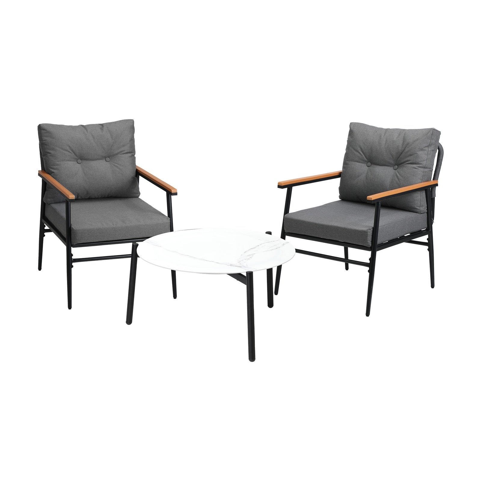 Livsip Outdoor Patio Setting 3 Piece Bistro Lounge Furniture Set 70cm Table - Sunyee