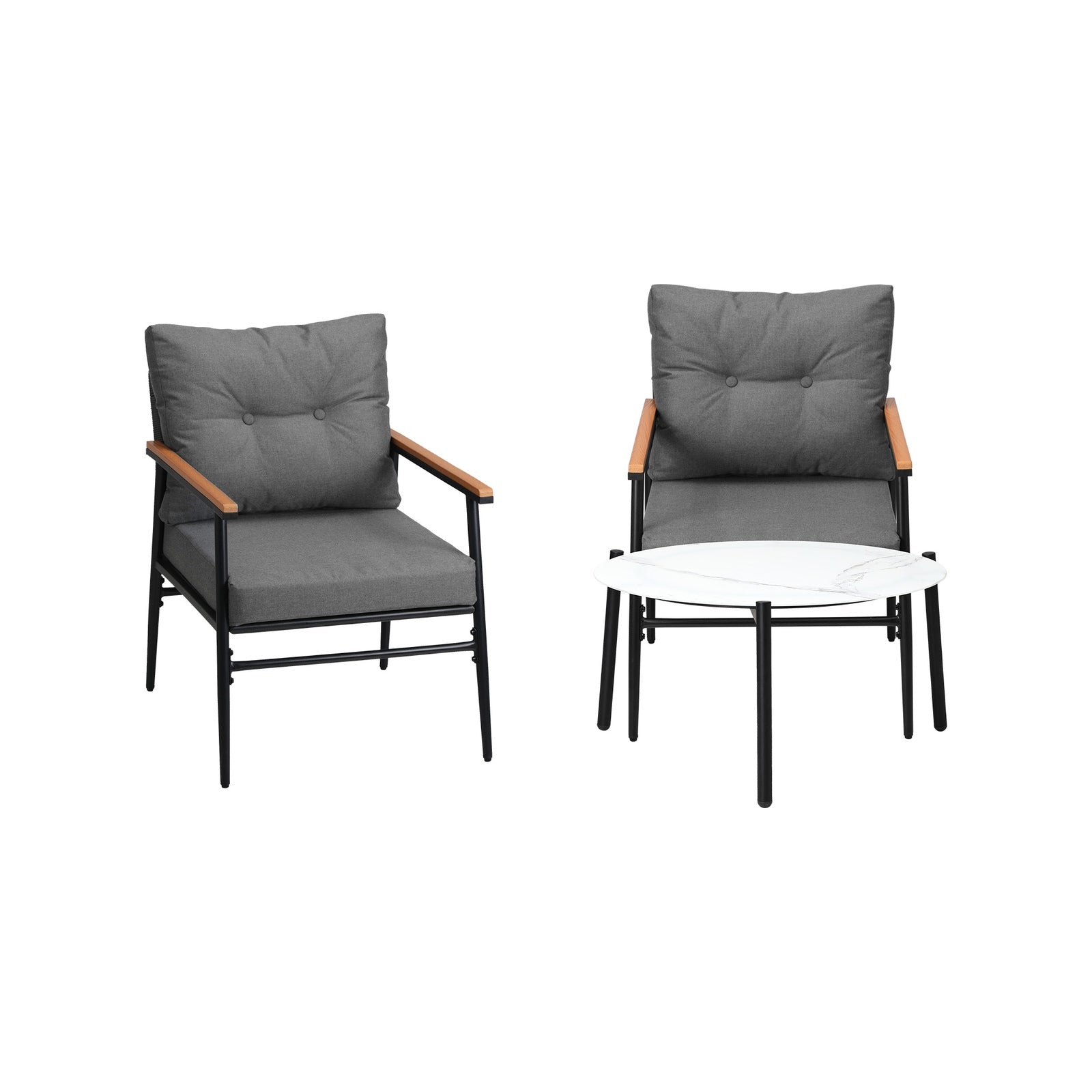 Livsip Outdoor Patio Setting 3 Piece Bistro Lounge Furniture Set 70cm Table - Sunyee