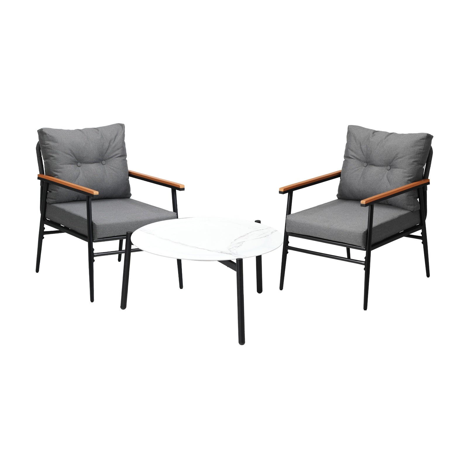 Livsip Outdoor Patio Setting 3 Piece Bistro Lounge Furniture Set 70cm Table - Sunyee
