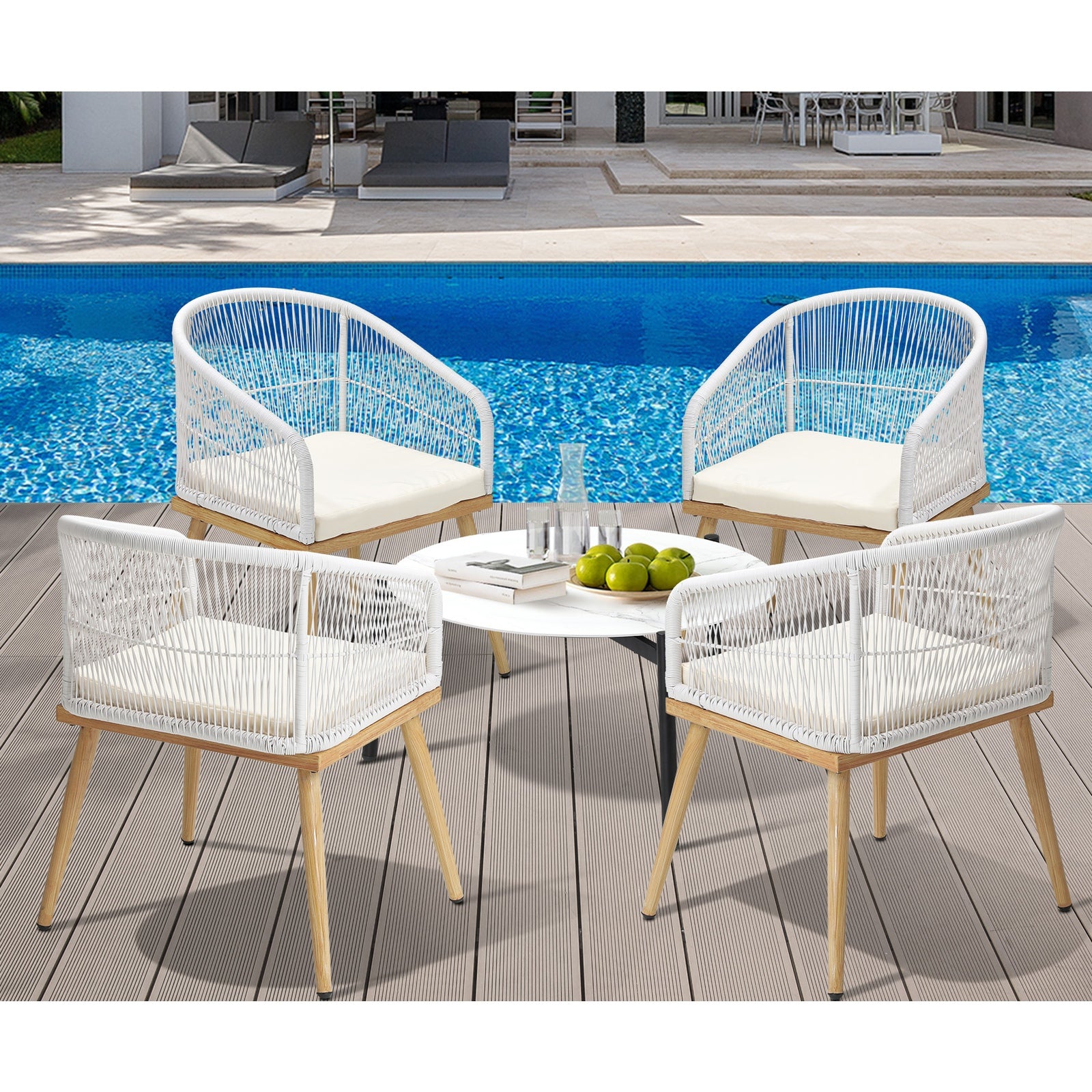 Livsip 5 Piece Outdoor Patio Setting Bistro Set Lounge Furniture Sets 70cm Table - Sunyee