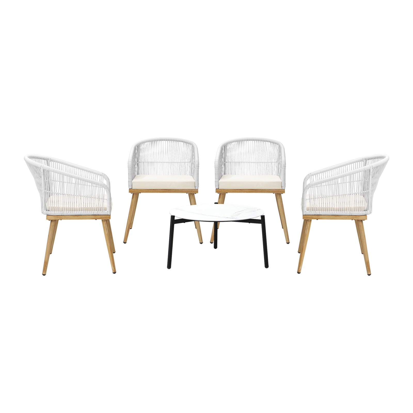 Livsip 5 Piece Outdoor Patio Setting Bistro Set Lounge Furniture Sets 70cm Table - Sunyee