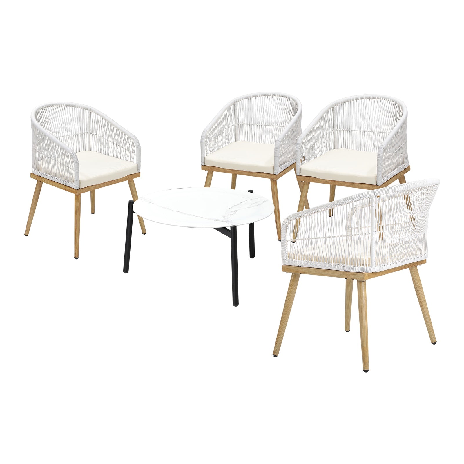 Livsip 5 Piece Outdoor Patio Setting Bistro Set Lounge Furniture Sets 70cm Table - Sunyee