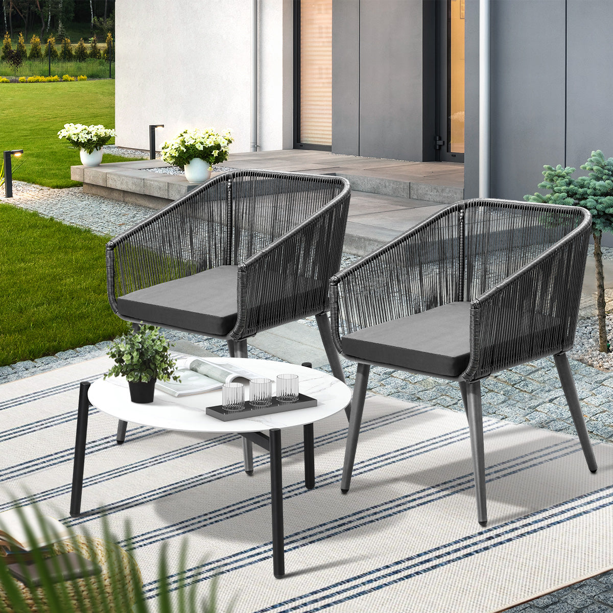 Livsip Outdoor Lounge Setting Furniture 3 Piece Patio Set - Sunyee