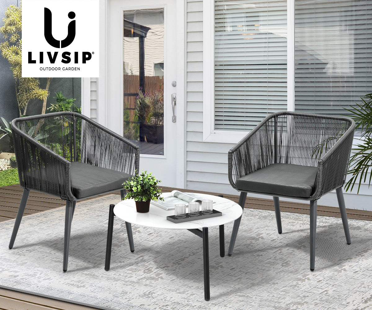 Livsip Outdoor Lounge Setting Furniture 3 Piece Patio Set - Sunyee