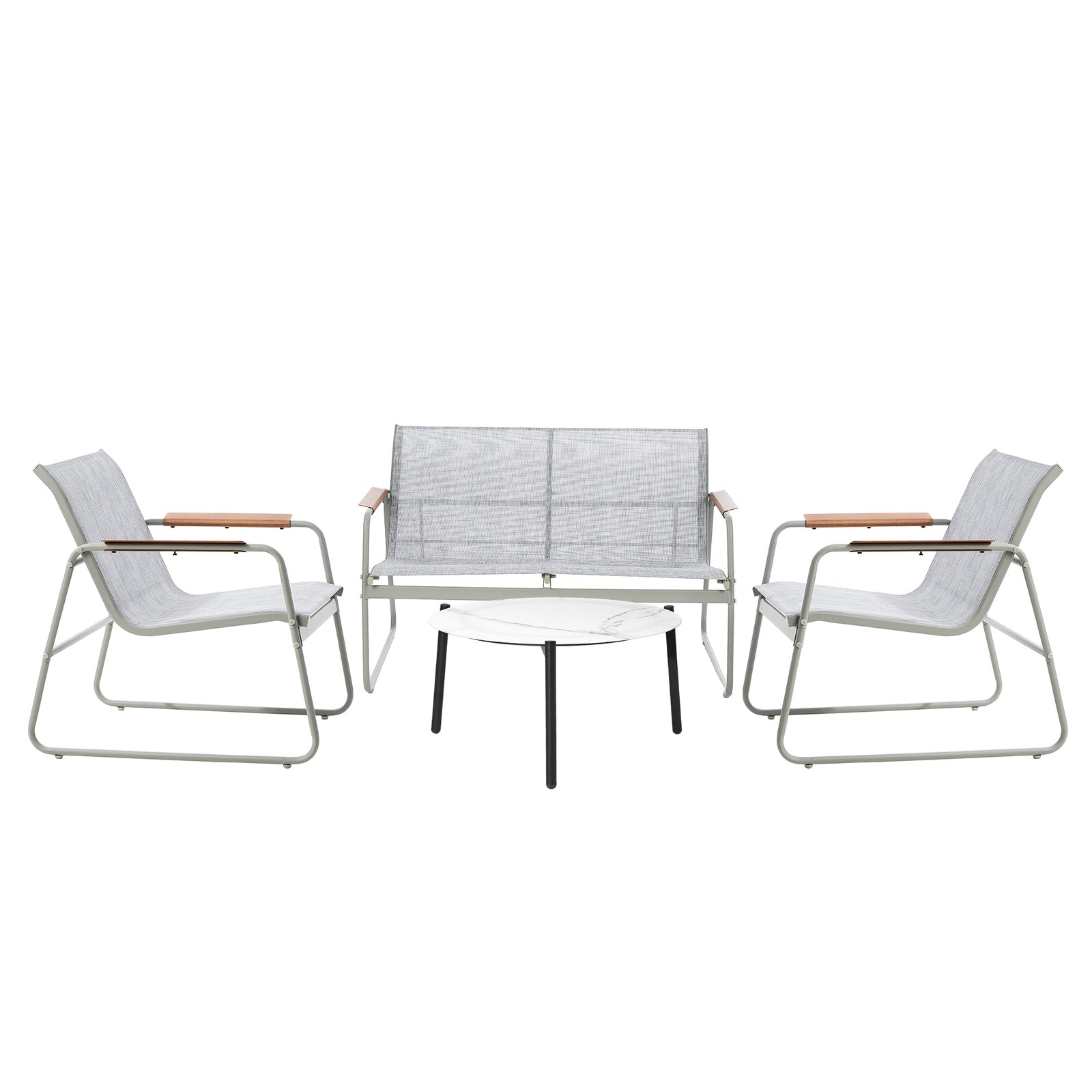 Livsip Outdoor Patio Setting 4x Chairs 70cm Coffee Table Garden Furniture Lounge - Sunyee