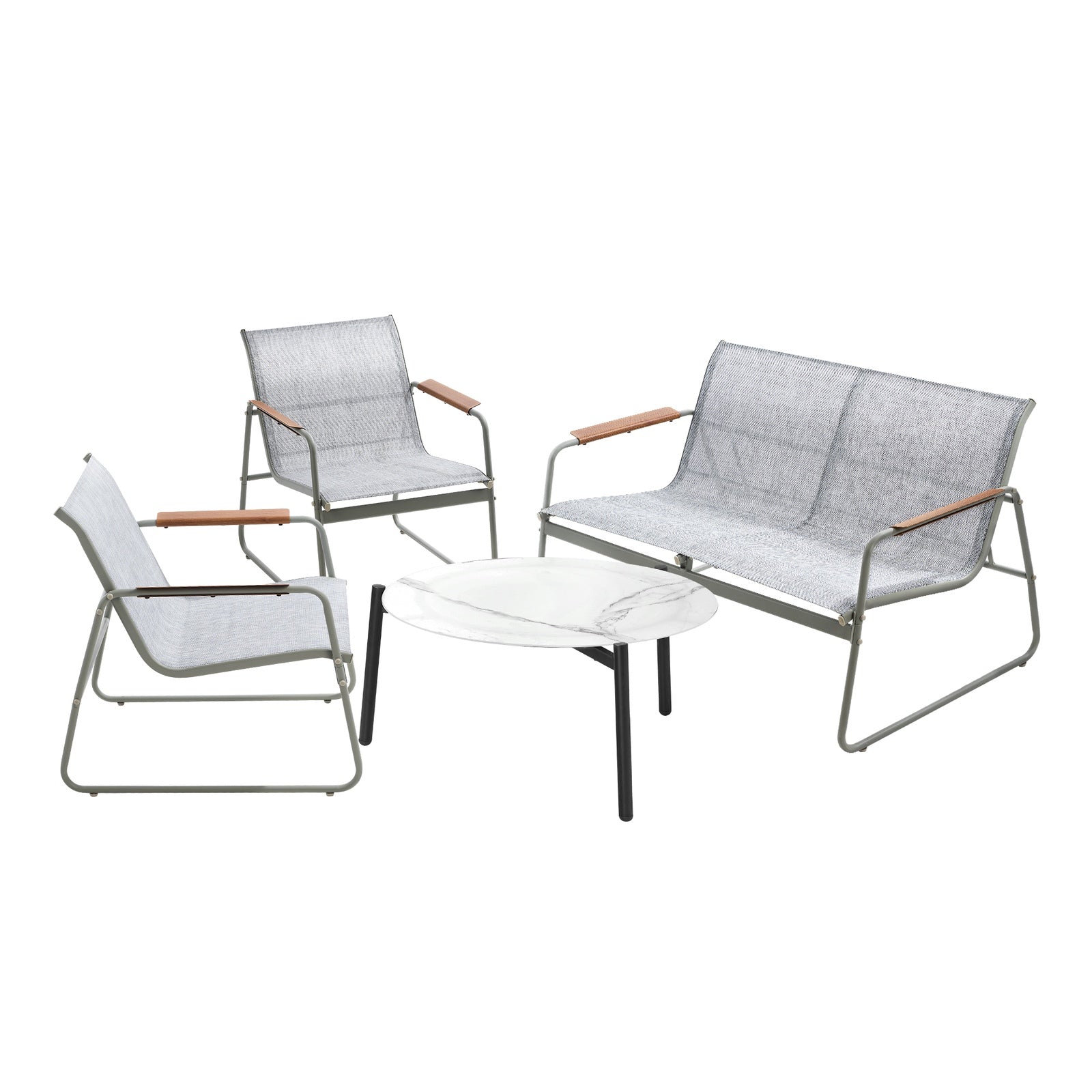 Livsip Outdoor Patio Setting 4x Chairs 70cm Coffee Table Garden Furniture Lounge - Sunyee