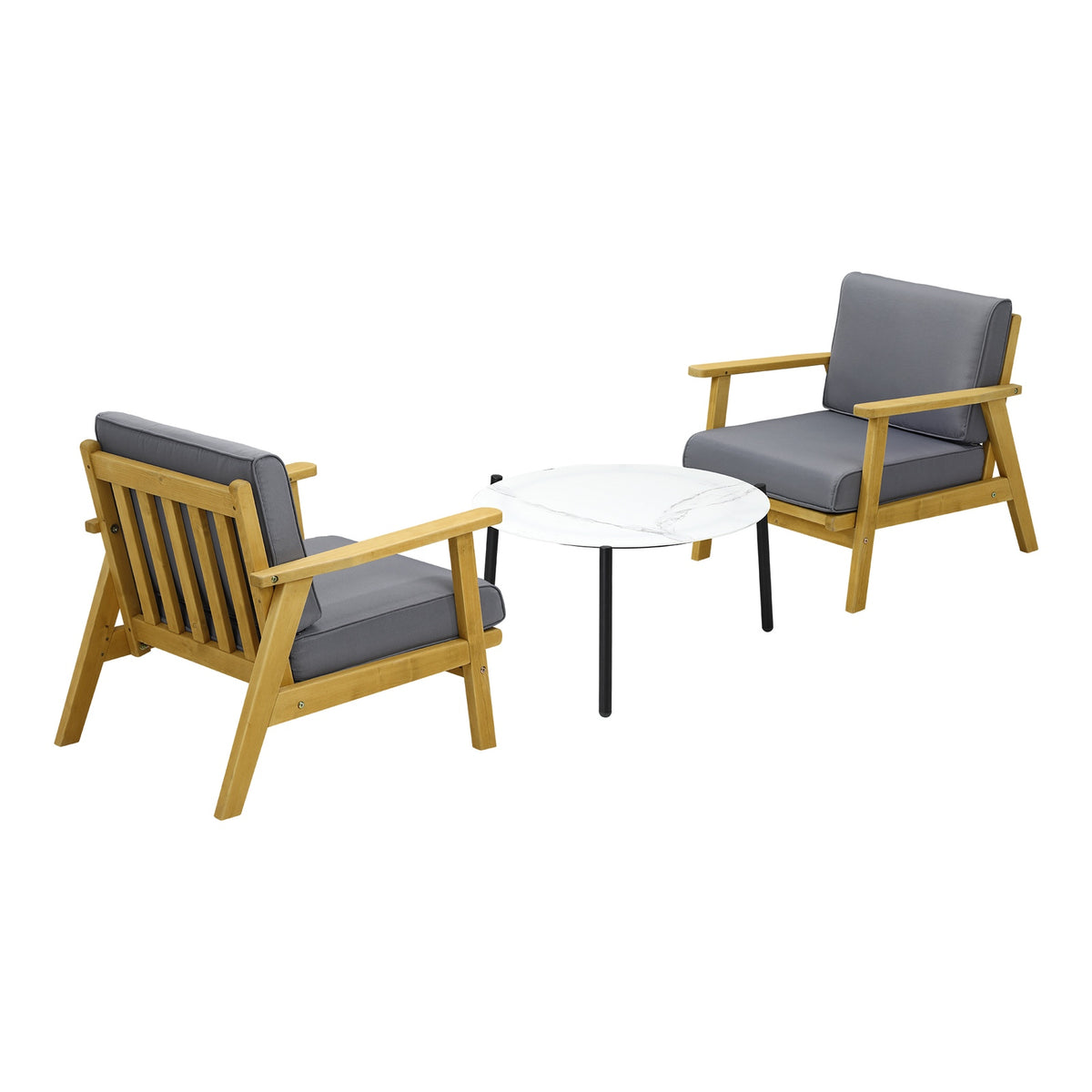 Livsip Outdoor Lounge Set 3PCS Patio Furniture Sets 70cm White Coffee Side Table - Sunyee