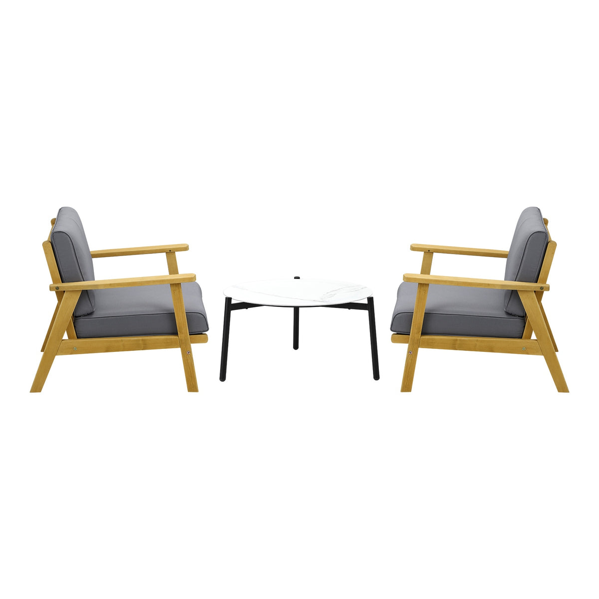 Livsip Outdoor Lounge Set 3PCS Patio Furniture Sets 70cm White Coffee Side Table - Sunyee