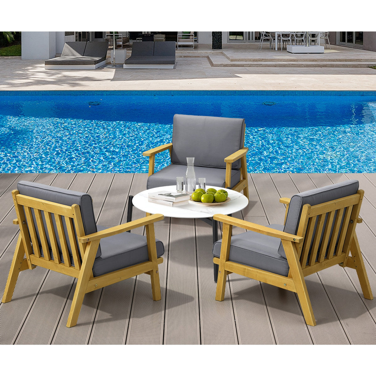 Livsip 4PCS Outdoor Lounge Set Patio Furniture Sets White Coffee Side Table - Sunyee