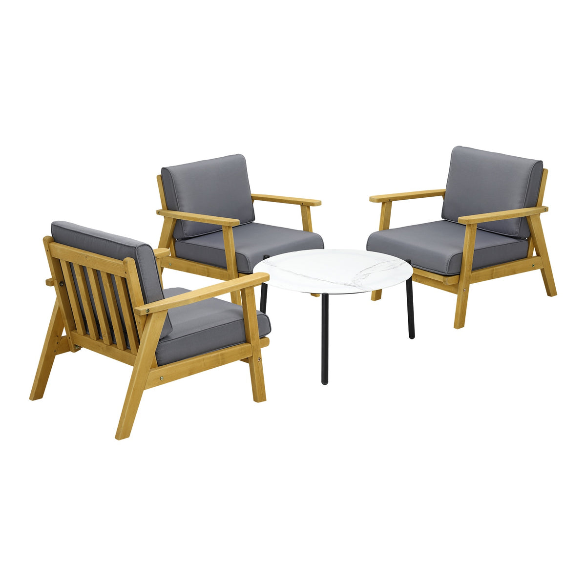 Livsip 4PCS Outdoor Lounge Set Patio Furniture Sets White Coffee Side Table - Sunyee