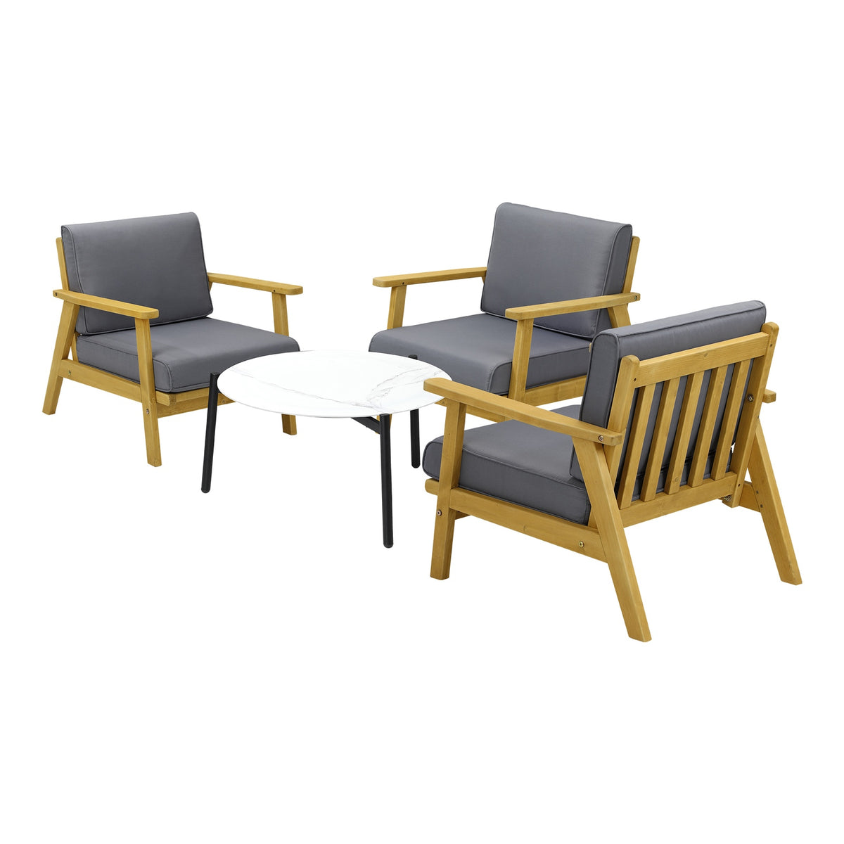 Livsip 4PCS Outdoor Lounge Set Patio Furniture Sets White Coffee Side Table - Sunyee