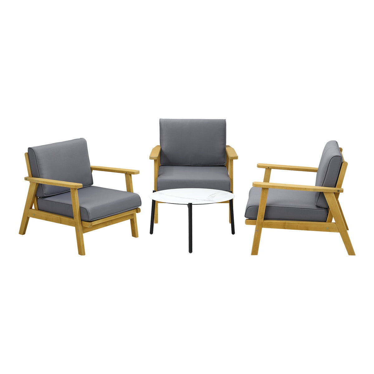 Livsip 4PCS Outdoor Lounge Set Patio Furniture Sets White Coffee Side Table - Sunyee