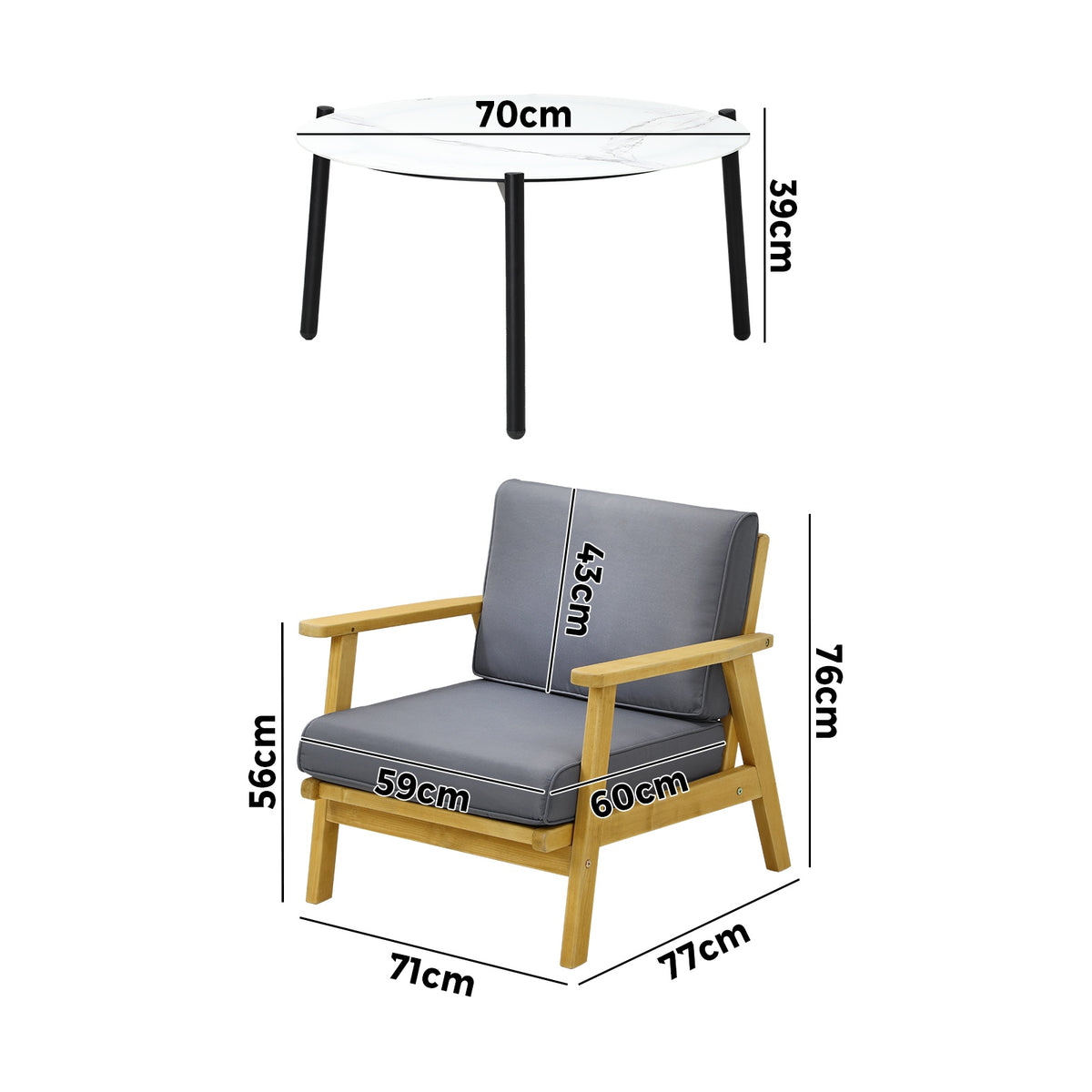 Livsip 4PCS Outdoor Lounge Set Patio Furniture Sets White Coffee Side Table - Sunyee