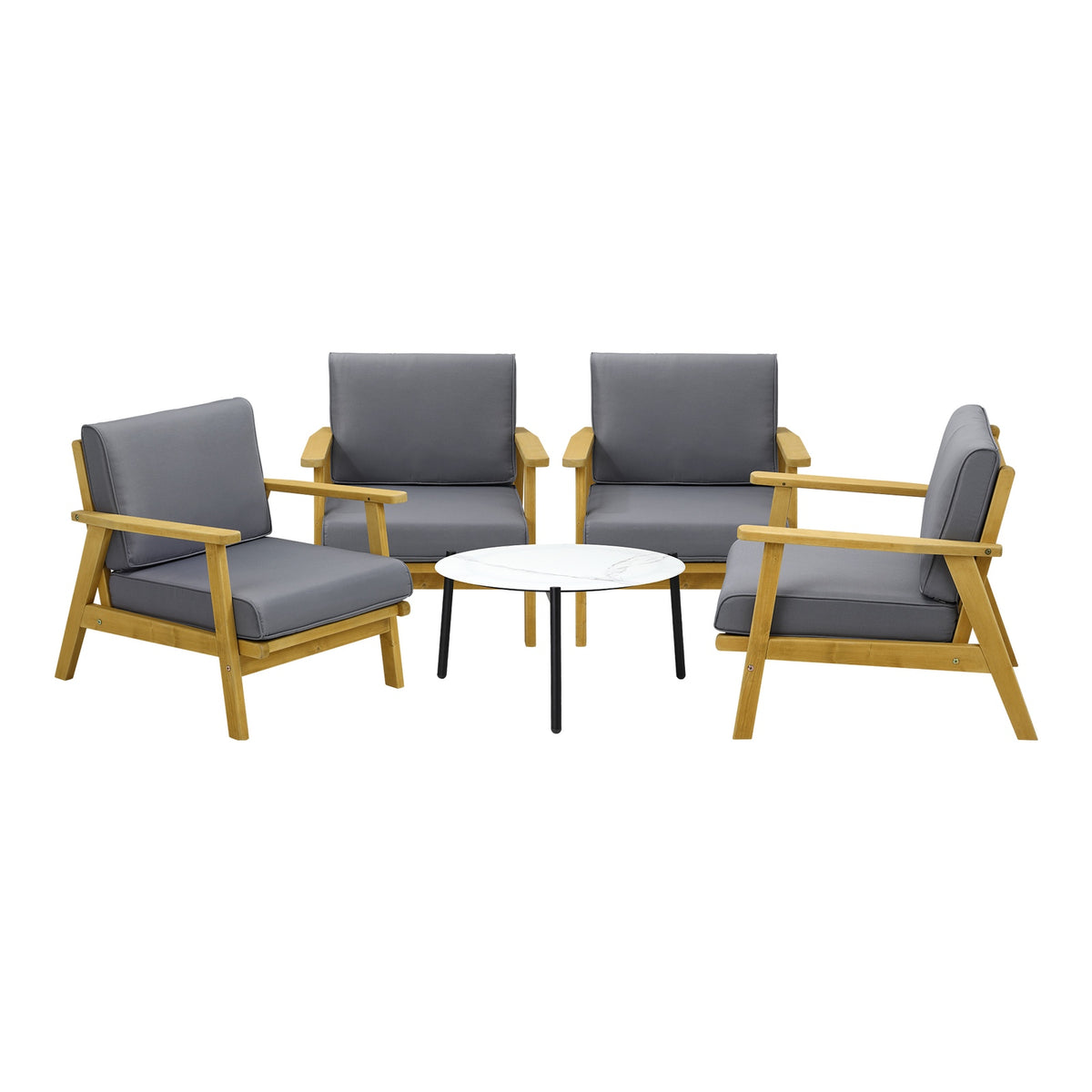 Livsip Outdoor Lounge Set 5PCS Patio Furniture Sets 70cm White Coffee Side Table - Sunyee