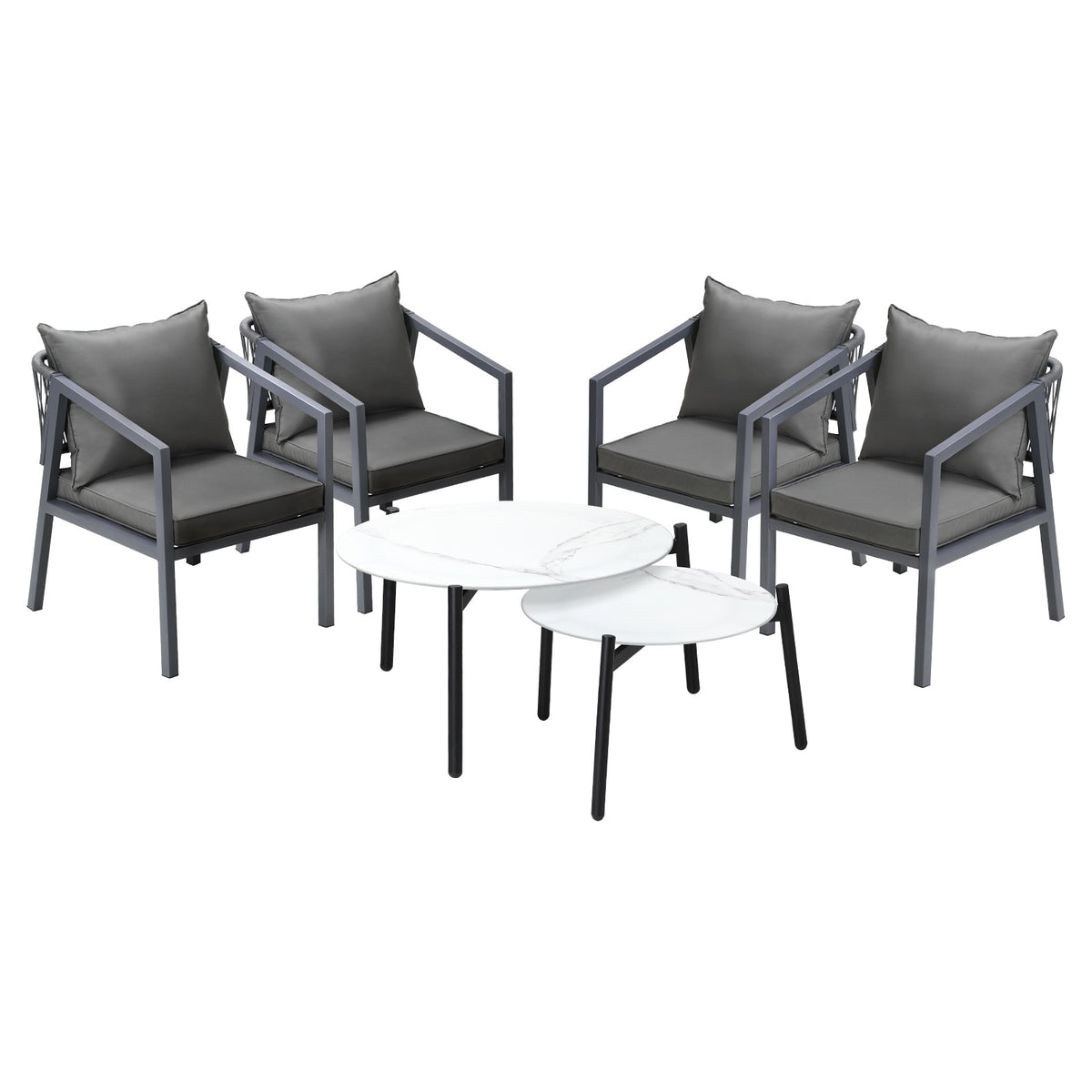 Livsip 6PCS Outdoor Patio Setting Furniture Lounge White 70cm Coffee Table Set