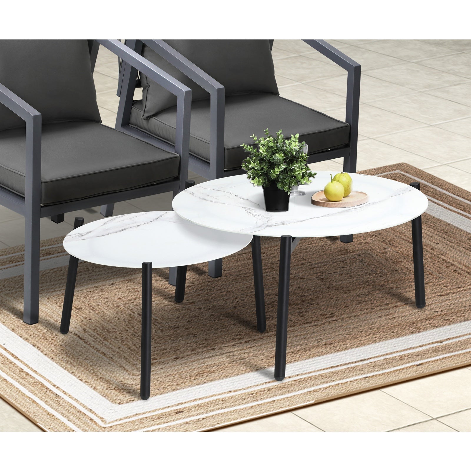 Livsip 6PCS Outdoor Patio Setting Furniture Lounge White 70cm Coffee Table Set - Sunyee