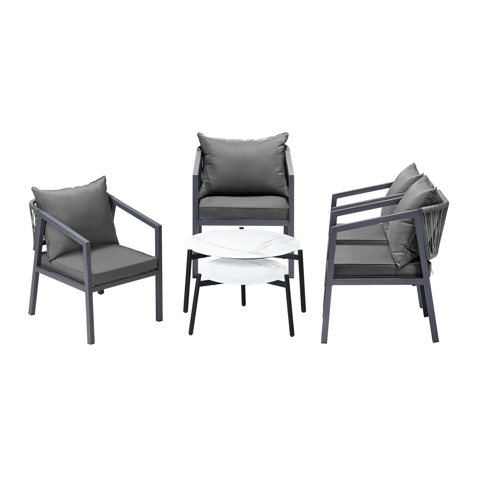 Livsip 6PCS Outdoor Patio Setting Furniture Lounge White 70cm Coffee Table Set - Sunyee