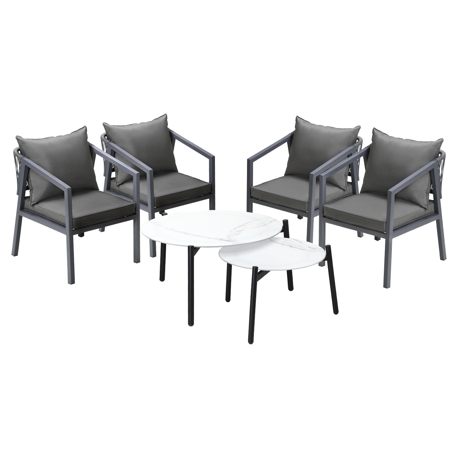 Livsip 6PCS Outdoor Patio Setting Furniture Lounge White 70cm Coffee Table Set - Sunyee