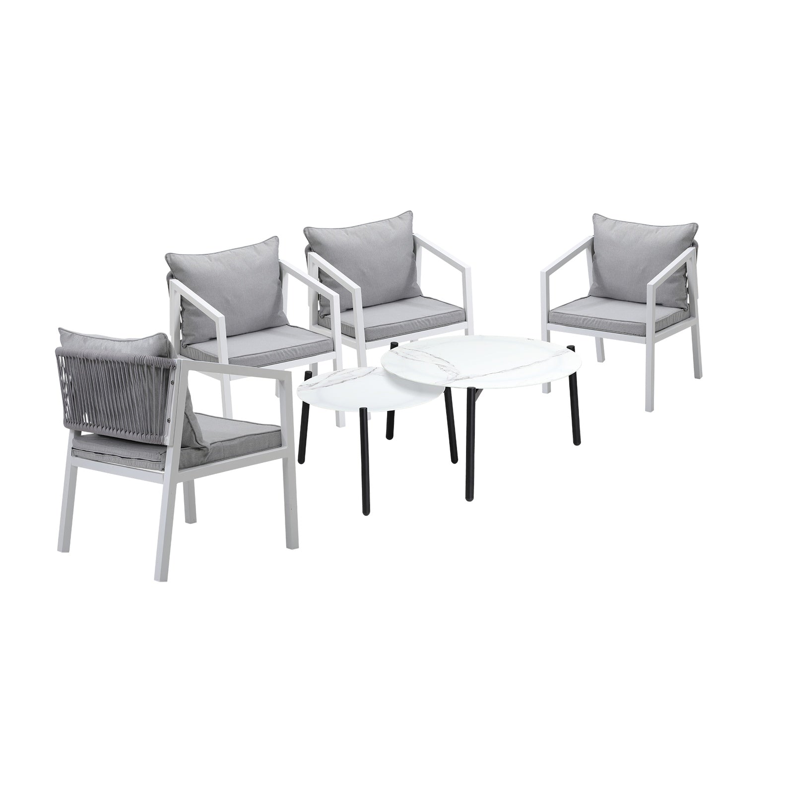 Livsip 6PCS Outdoor Patio Setting Furniture Lounge White 70cm Coffee Table Set - Sunyee
