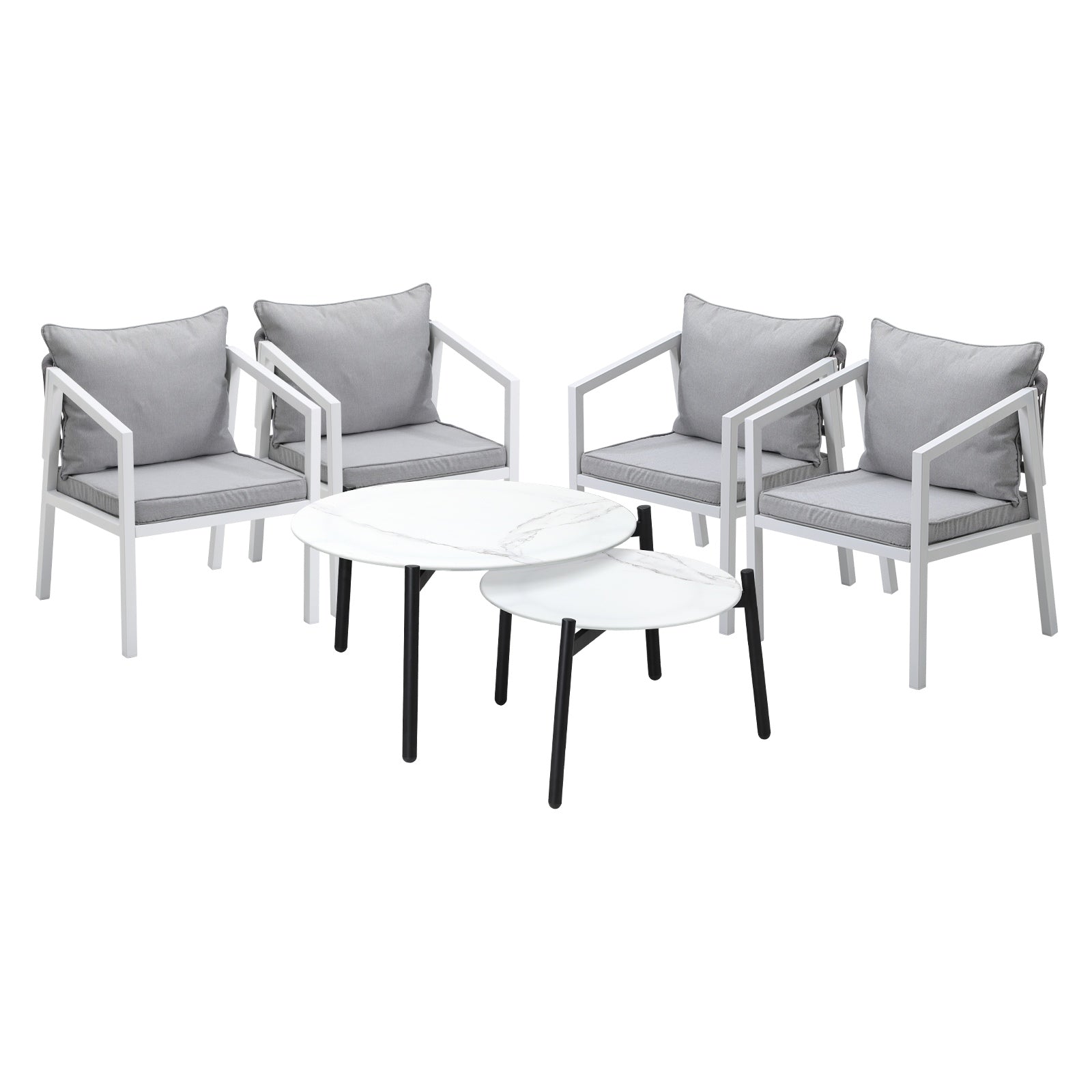 Livsip 6PCS Outdoor Patio Setting Furniture Lounge White 70cm Coffee Table Set - Sunyee