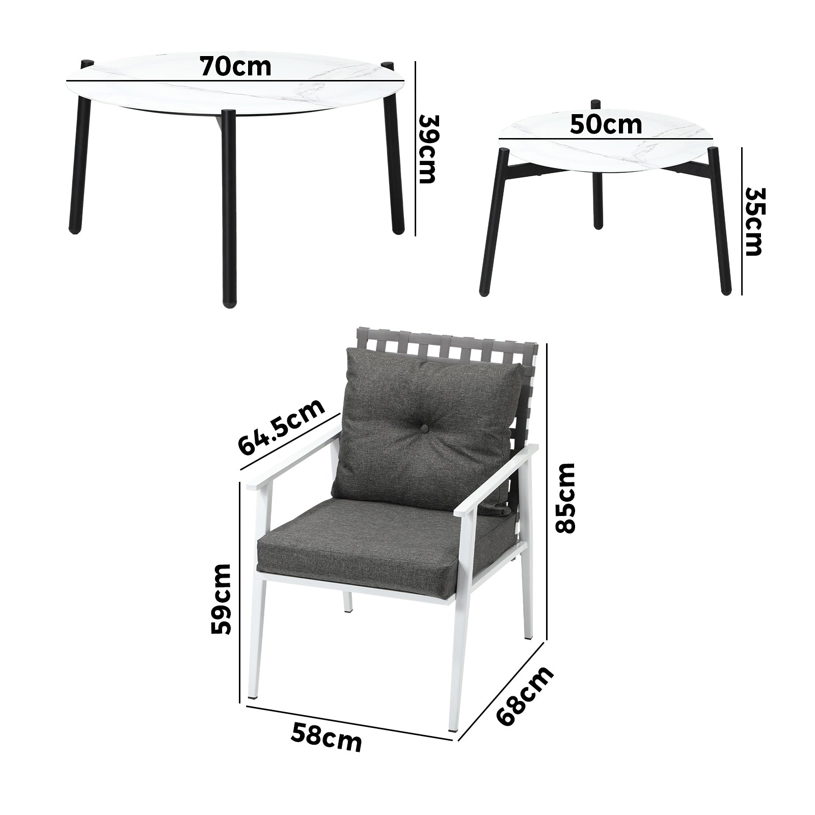 Livsip Outdoor Lounge Sets 6pc Patio Set White Round Table 4pc Rattan Chairs - Sunyee