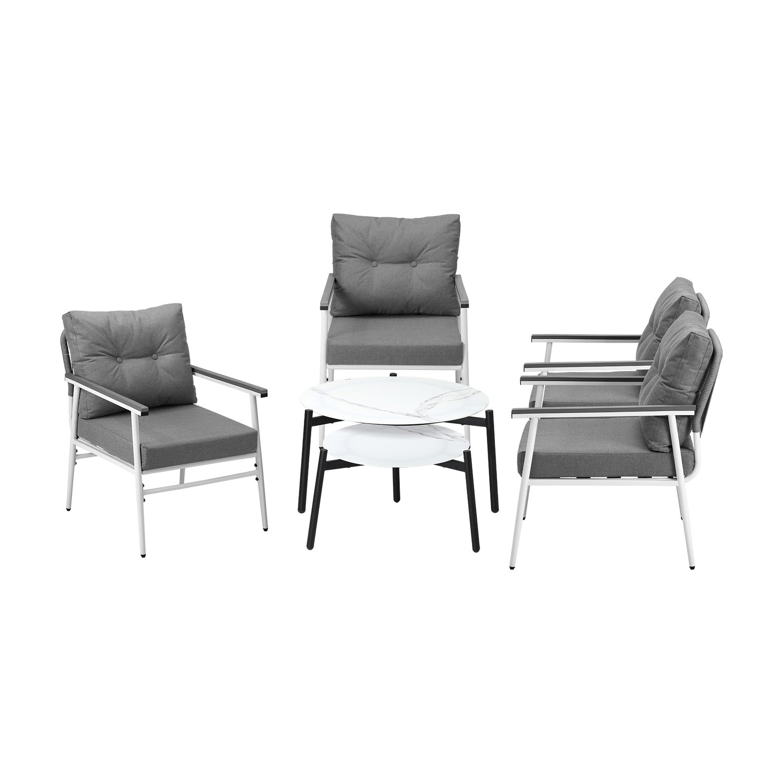 Livsip Outdoor Patio Setting 6PC Bistro Lounge Furniture White Table Sets
