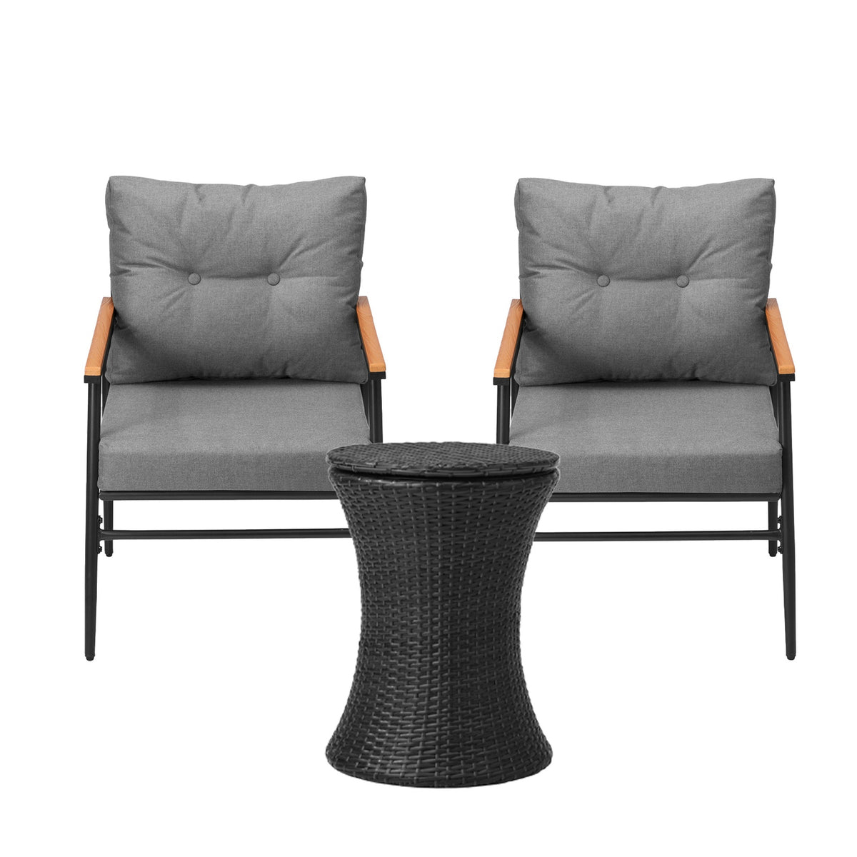 Livsip Outdoor Furniture Lounge Setting Ice Bucket Black Table 2 Seater - Sunyee