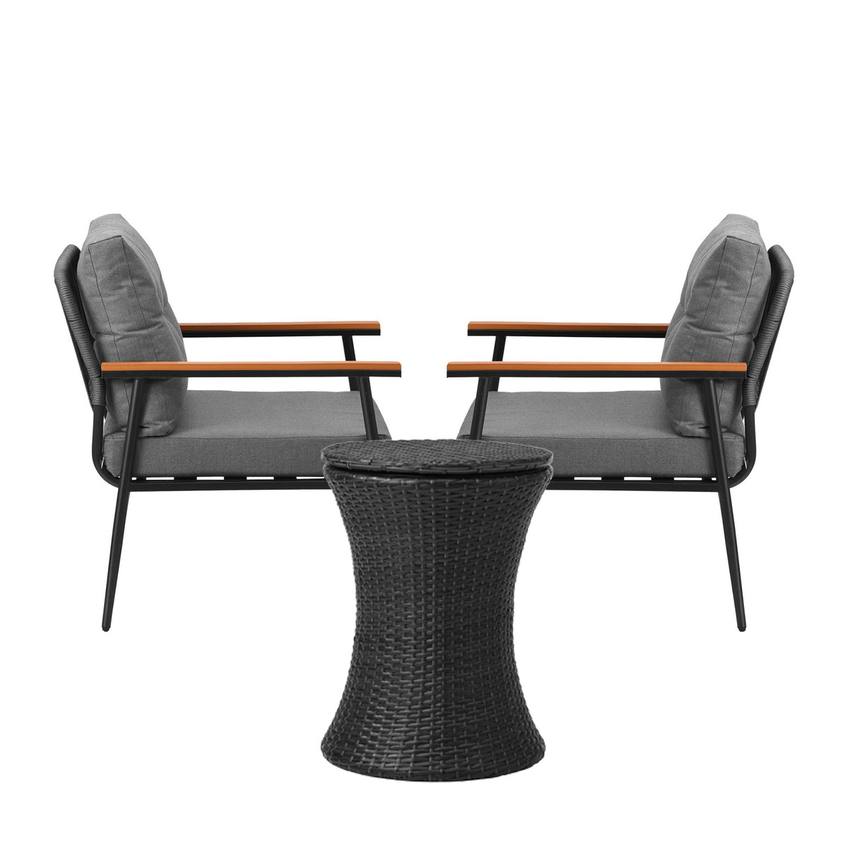 Livsip Outdoor Furniture Lounge Setting Ice Bucket Black Table 2 Seater - Sunyee