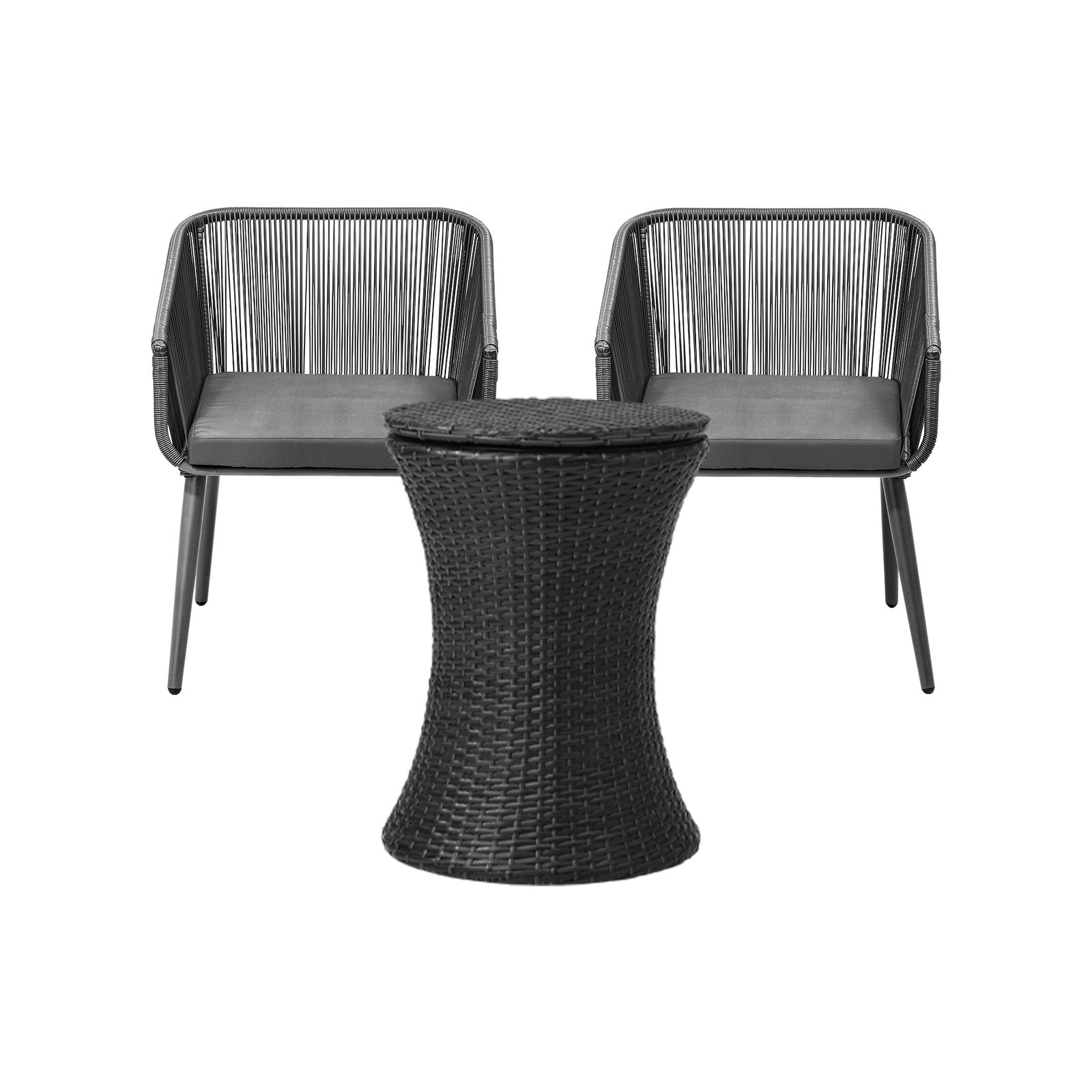 Livsip 3PCS Outdoor Furniture Lounge Setting Ice Bucket Black Adjustable Table - Sunyee