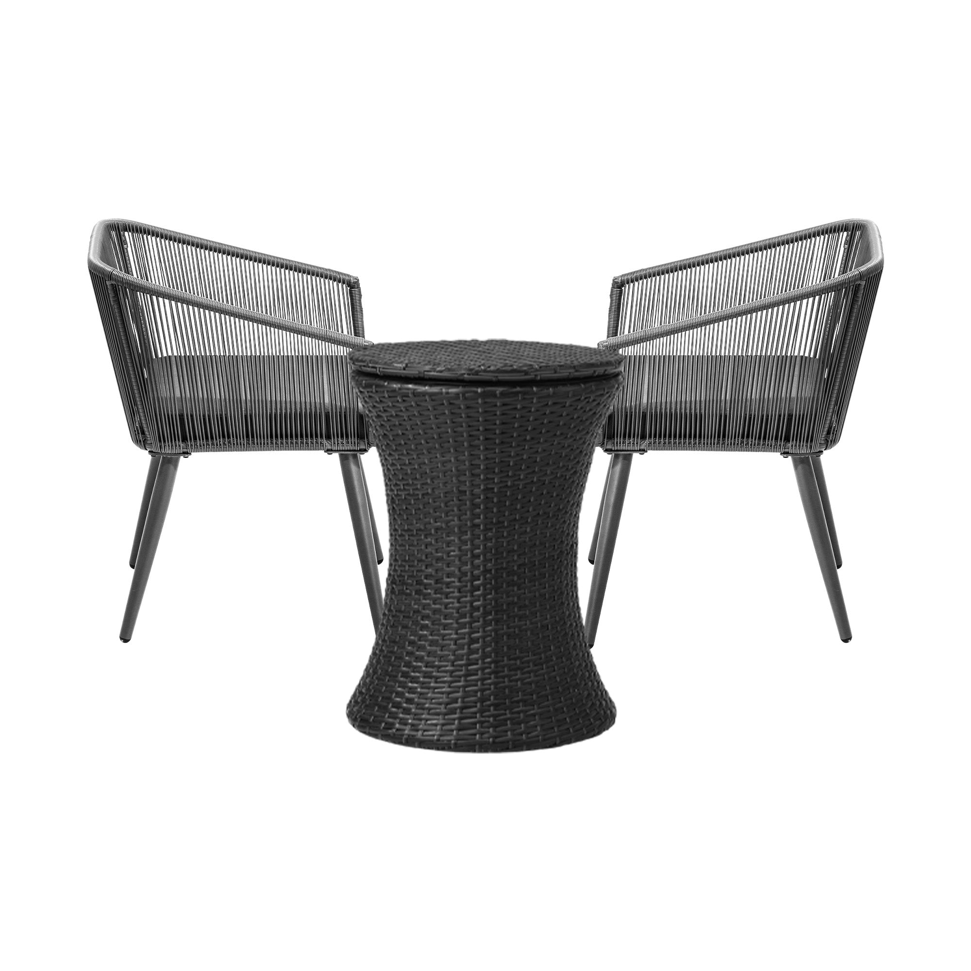 Livsip 3PCS Outdoor Furniture Lounge Setting Ice Bucket Black Adjustable Table - Sunyee