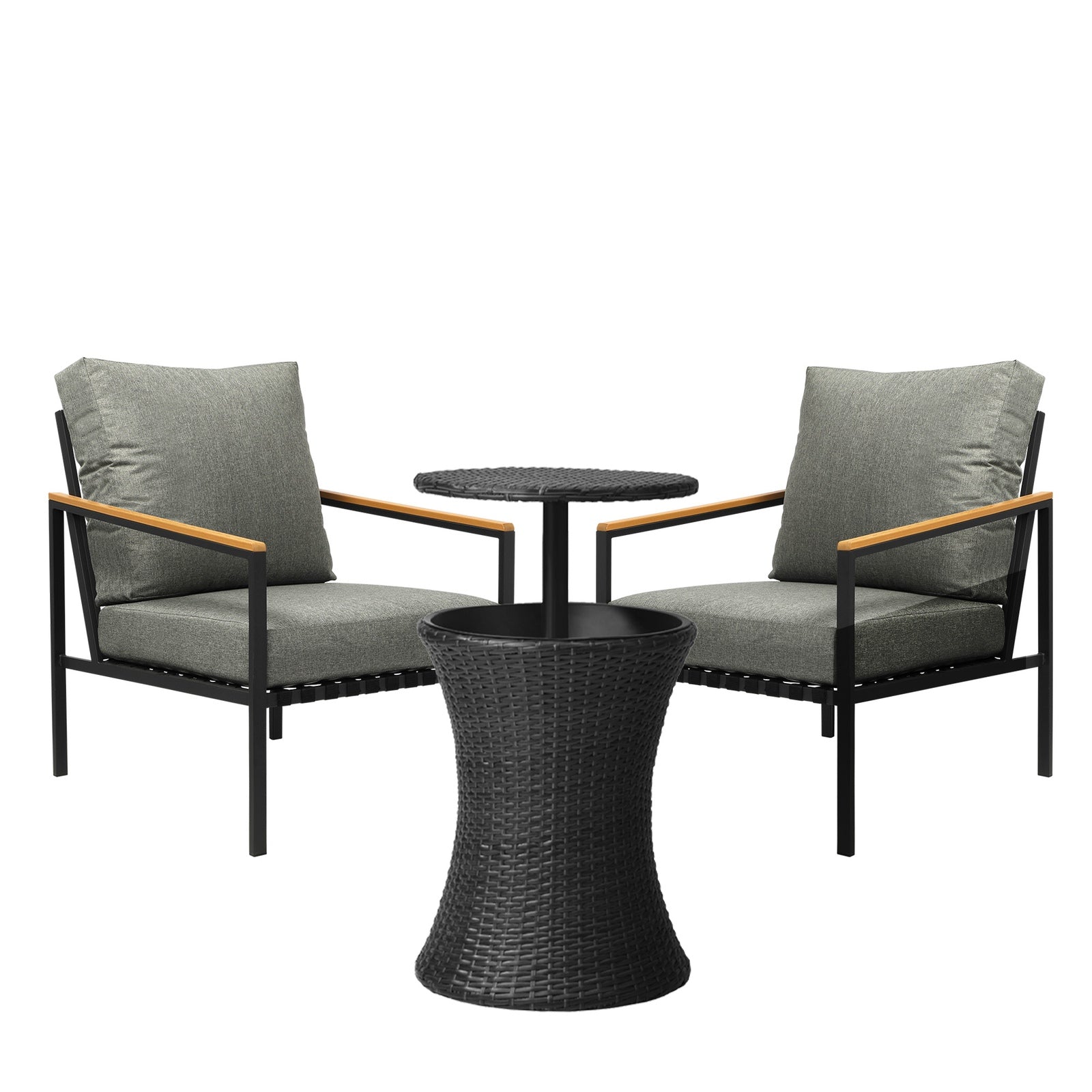 Livsip Outdoor Patio Set Ice Bucket Black Adjustable Table Sofa Setting 3pcs - Sunyee