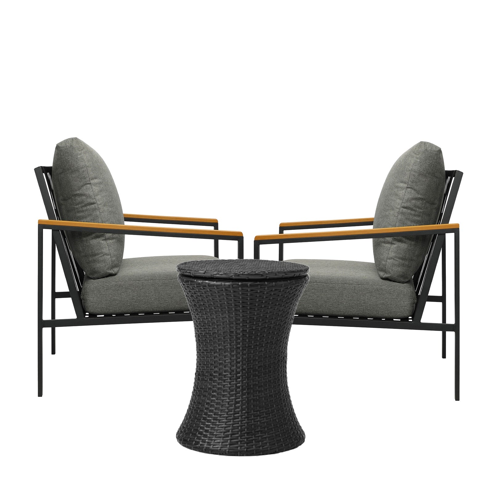 Livsip Outdoor Patio Set Ice Bucket Black Adjustable Table Sofa Setting 3pcs - Sunyee