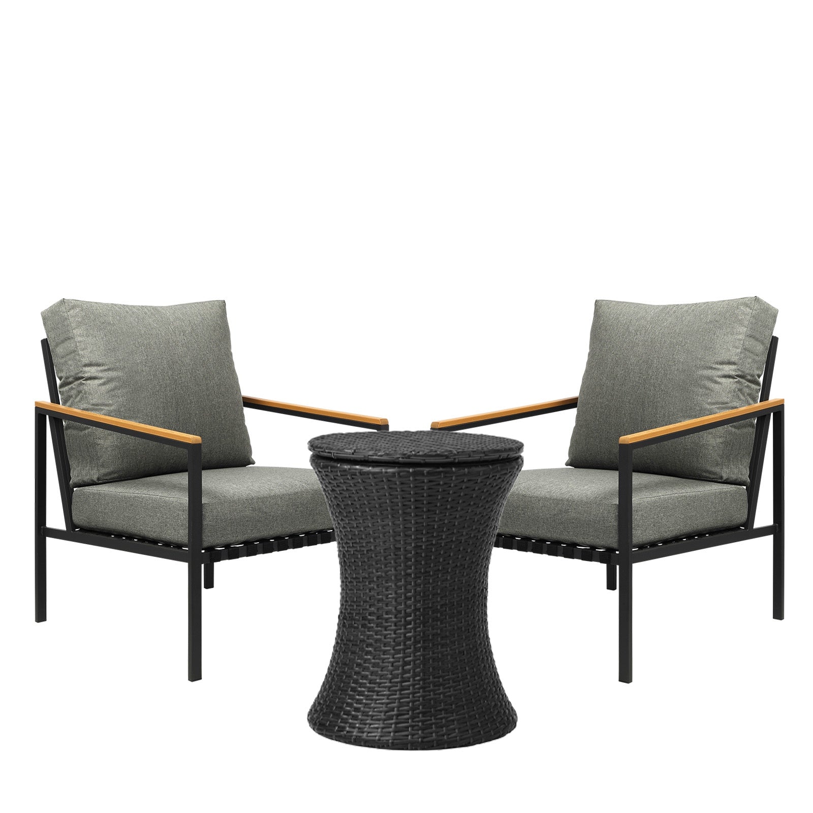 Livsip Outdoor Patio Set Ice Bucket Black Adjustable Table Sofa Setting 3pcs - Sunyee