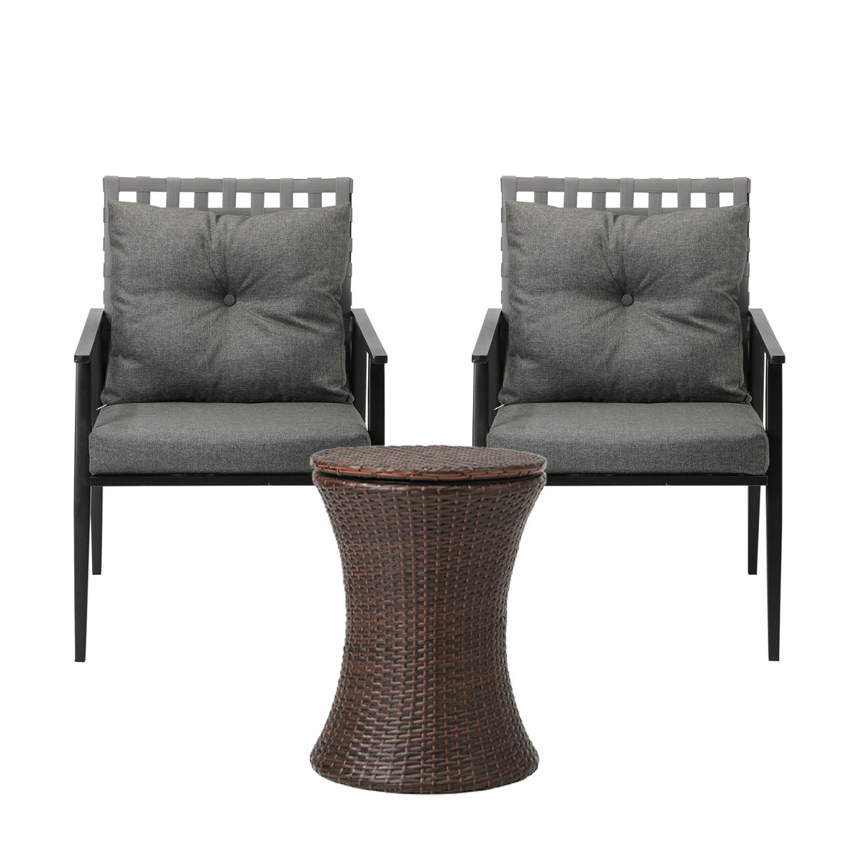 Livsip Outdoor Furniture Setting Ice Bucket Brown Table 2 Seater Bistro Set - Sunyee