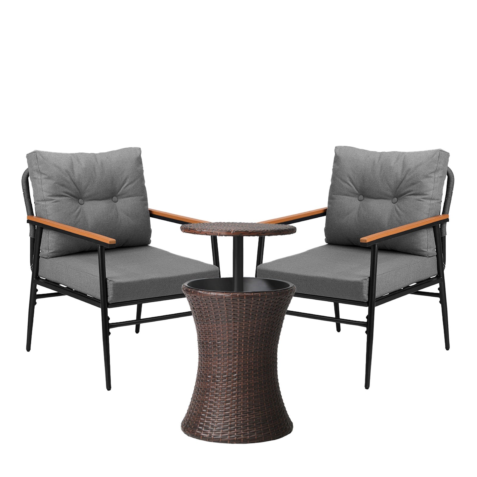 Livsip Outdoor Furniture Lounge Setting Ice Bucket Brown Table 2 Seater - Sunyee